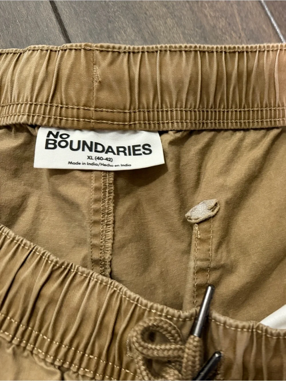 No Boundaries Men's Brown Cargo Drawstring Shorts